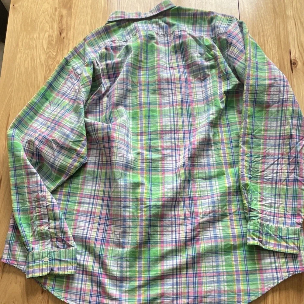 Polo Ralph Lauren Men's Green Pink Blue Plaid Long Sleeve Button-Down Shirt 3XLT